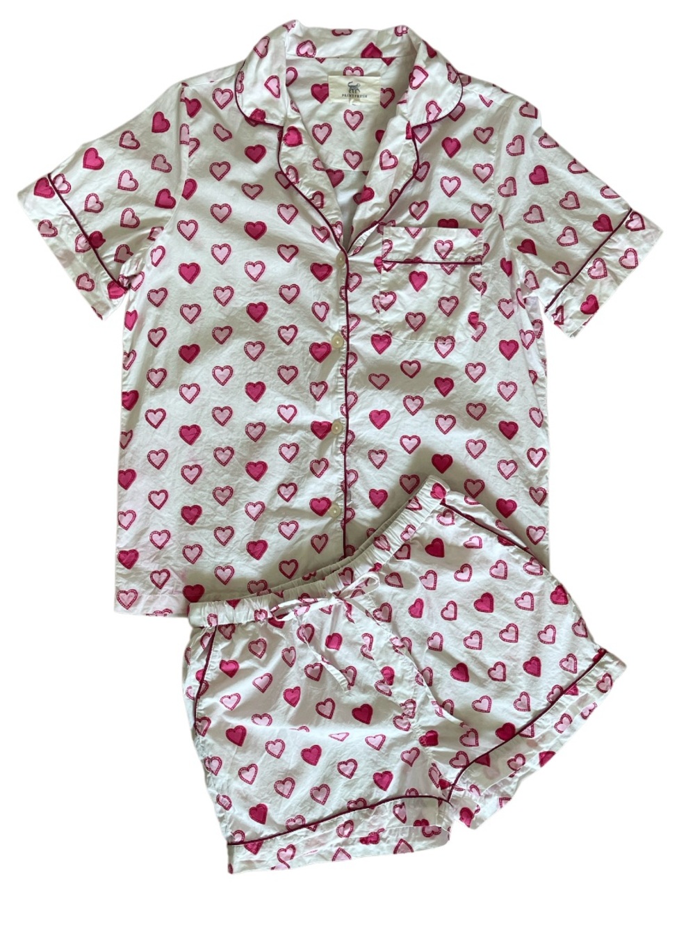 Print Fresh Organic Cotton Shorts And Top Heart Print Pajama Set Size XS